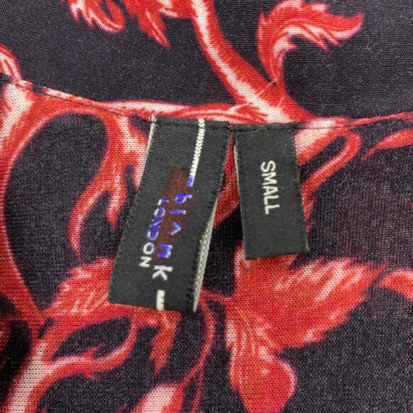 Anthropologie Blank London Blouse Womens SIze Small Red Black Floral *READ - Picture 5 of 8